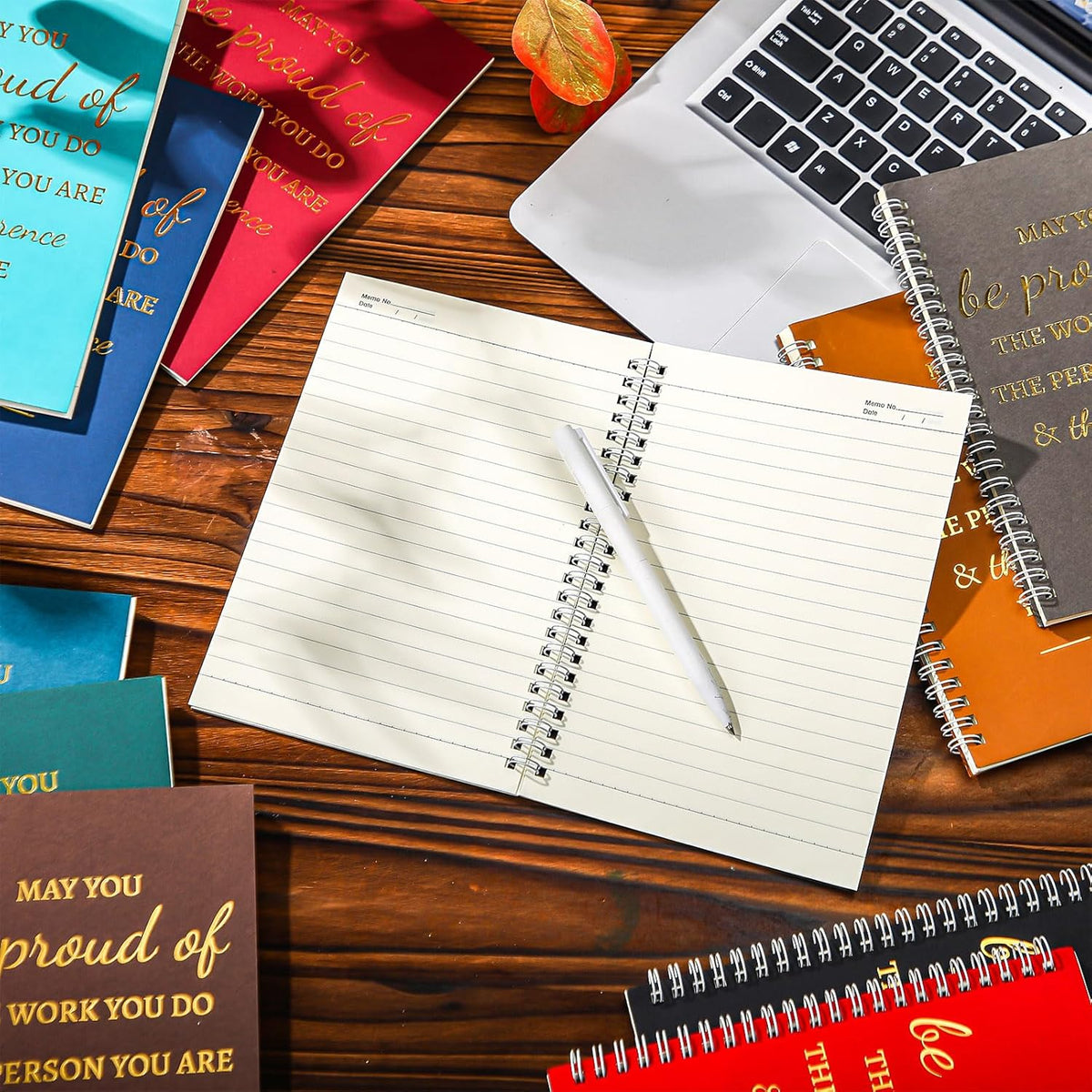 Colarr 12 Pcs A5 Inspirational Spiral Notebook Bulk Appreciation Gift 6x8 Inch Motivational Notepad 100 Page/50sheet Lined College Ruled Journal for Employee Coworker Teacher Nurse (Dark Colors)