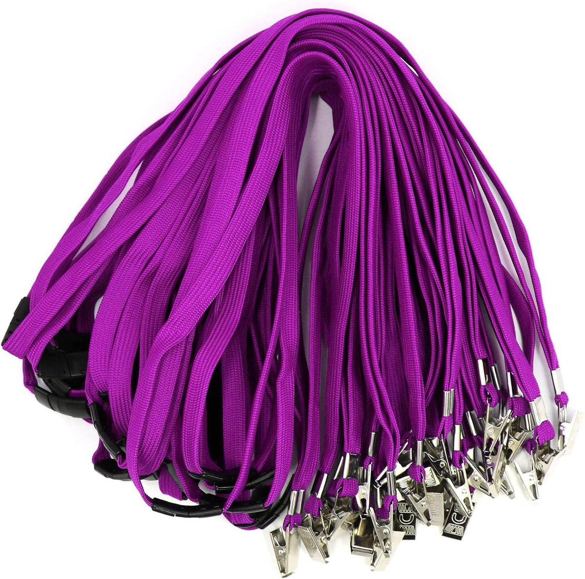 Ollain Lanyard with Safety Breakaway Buckle 50 Pack Lanyards Badge Clip Bulk Flat Lanyards for Id Badges Name tag (Purple)