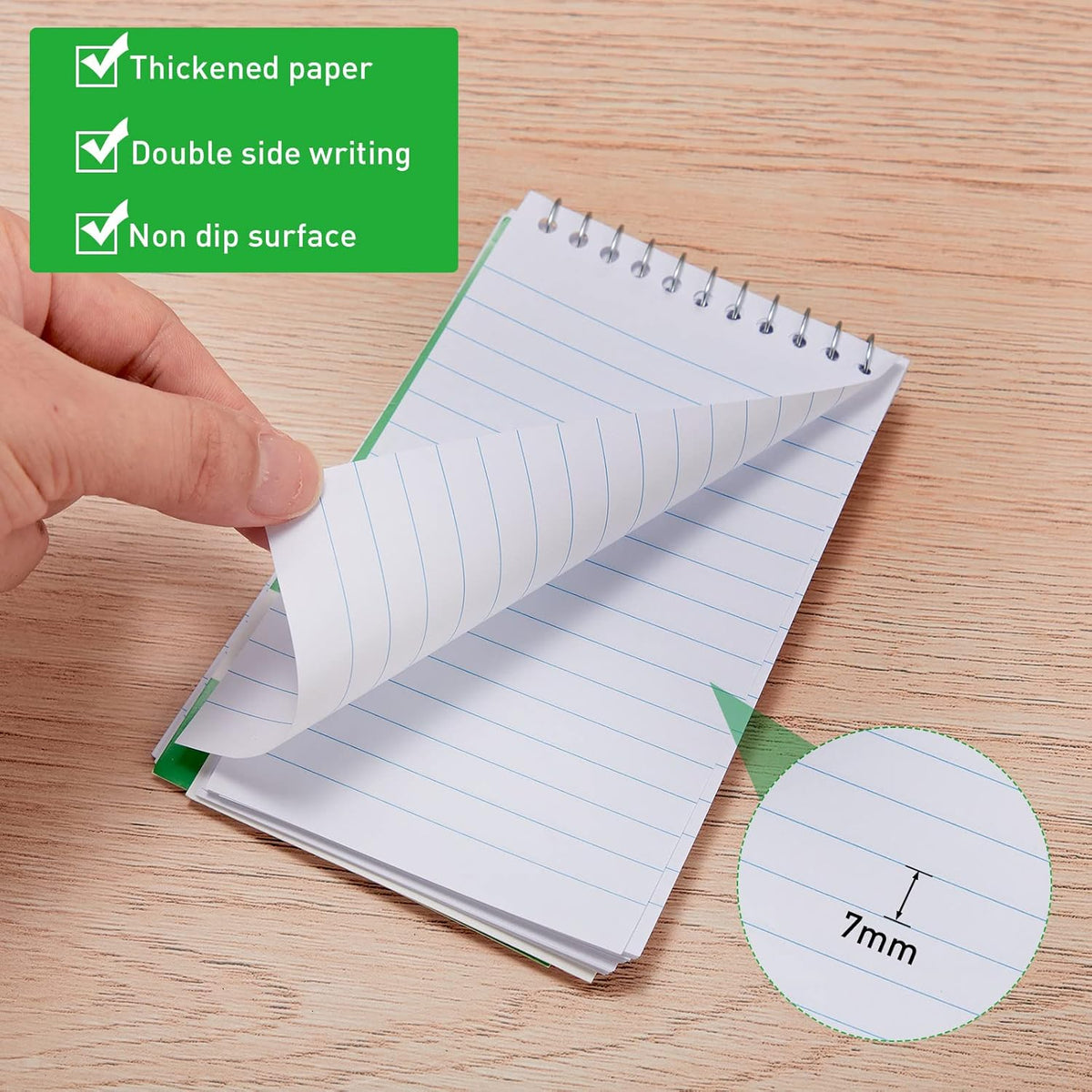 Thenshop 100 Pads Spiral Memo Bulk 3'' x 5'' Top Bound Memo Book 60 Sheets Small Mini Notebooks Lined Wire Bound Pocket Steno Book for Home, Office, School (Black,Green,Dark Blue,Red)