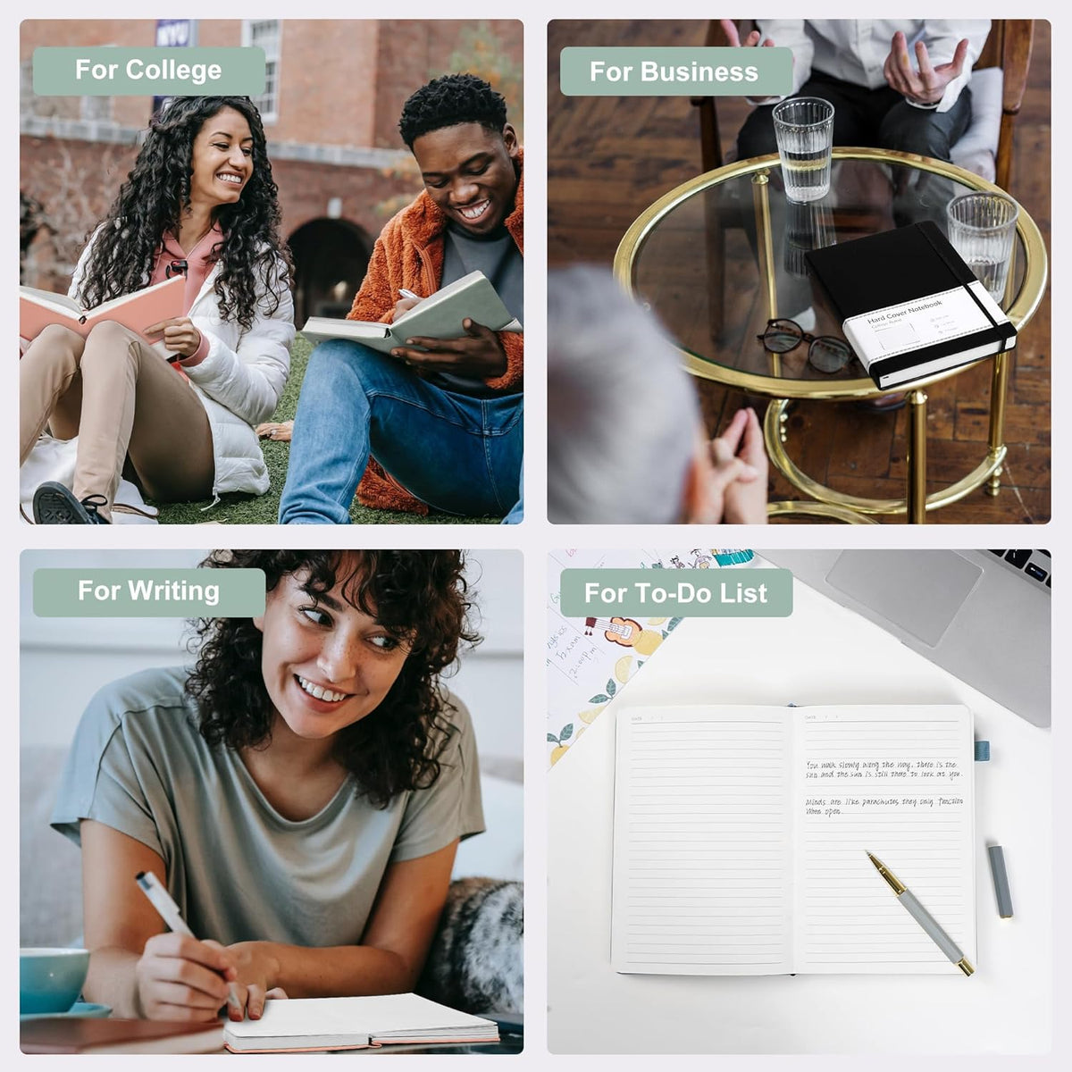 CAGIE 2 Pack Journal for Women Men 320 Pages 100 Gsm Paper Thick Journaling Notebooks A5 Leather Lined Journals for Writing Hardcover Journal Notebook Diary, Green
