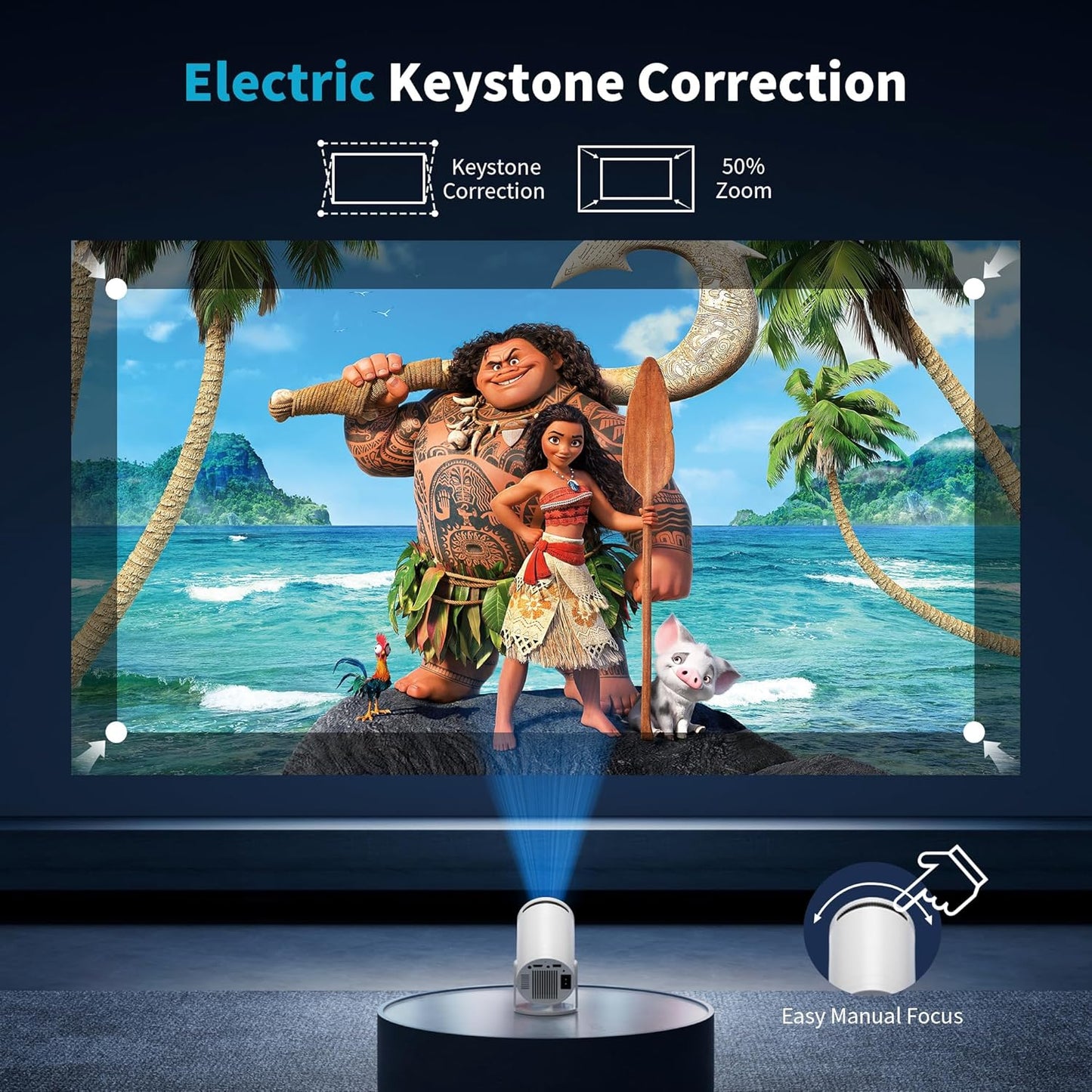 Mini Projector Portable Proyector 4K Support, Full HD 1080P Small Projector with 270° Rotatable Stand, Movie Projector Compatible with TV Stick/Smartphone/HDMI/USB for Bedroom/ Outdoor Camping