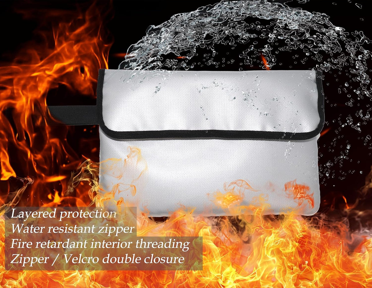 GETGEAR Fireproof Document Bag, Fire and Water resistant Safe Protects legal documents, contract, Birth Certificates, Cash and other Valuables, handle for easy carrying (Small)
