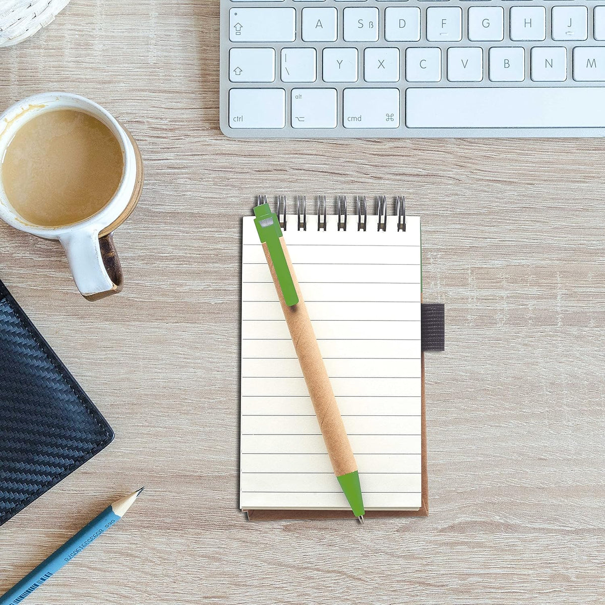 DISCOUNT PROMOS 100 Recyclable Spiral Small Notebooks Pack - Customizable Text, Logo - 60 Lined Pages - Lime Green