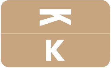 Doctor Stuff - File Folder Labels, Alphabet Letter K, Compatible with Smead Alpha Z Acc/ACCS - SMSM Series Alpha Stickers Light Brown, 1-5/8" x 1”, 250/Roll