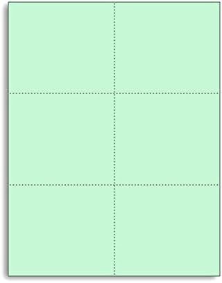 Laser Printer Blank Perforated Cards 6 up per Page, for School Registration Cards, Flower Delivery Cards, Inventory Tags, Wedding Response Cards, RSVP Cards, Trip Tickets, ETC, (200 Sheets Green)
