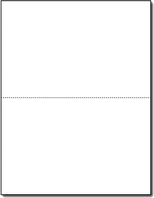 Limited Papers (TM) 8.5x11 Perforated Paper, 20/50 Pound, 75 GSM, Variety of Perforation Sizes and Colors, for Forms, Tickets, Postcards, Business Cards. (White, 2 up - horizontal 5.5”)