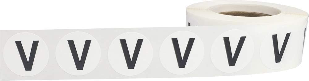 Letter V Inventory Labels .75 Inch Round Circle Dots 500 Adhesive Stickers