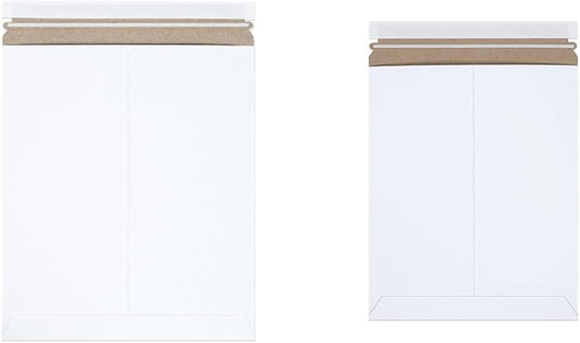 BOX USA StayFlat Mailer, 12.75"L x 15"W, Pack of 100 | Stayflats Envelope Keeping Photo & Shipping Mailers, Flat White, 11"L x 13.5"W 100-Pack | Thin Stayflat Mailers for Packing, Shipping and Storage