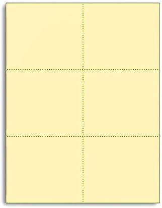 Laser Printer Blank Perforated Cards 6 up per Page, for School Registration Cards, Flower Delivery Cards, Inventory Tags, Wedding Response Cards, RSVP Cards, Trip Tickets, ETC, (Canary, 1200 Cards)