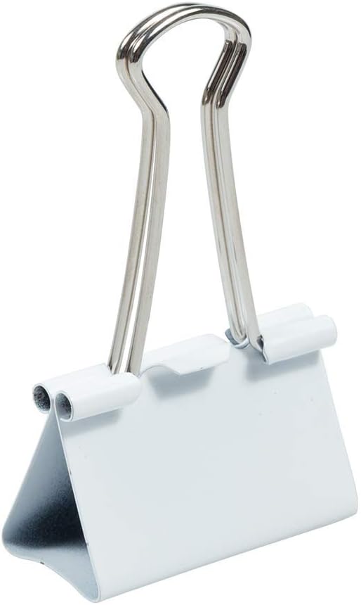 JAM PAPER Colorful Binder Clips - Large - 1 1/2 Inch (41 mm) - White Binderclips - 12/Pack