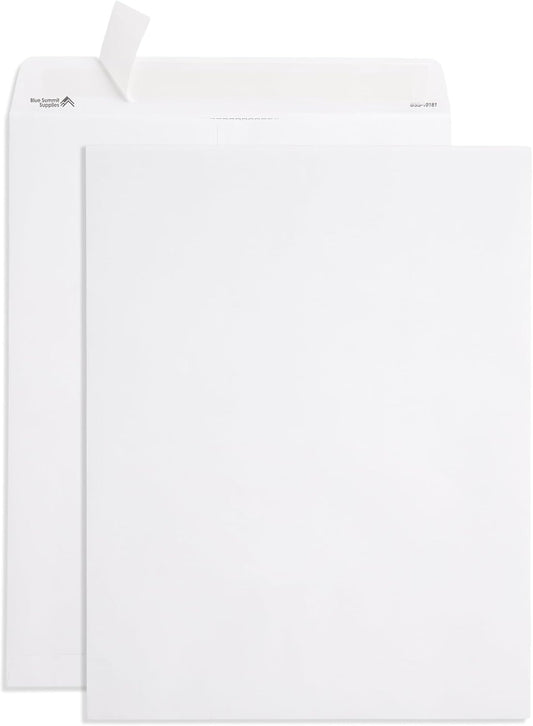 Blue Summit 50 Large Envelopes 12x15, Large Mailing Envelopes 12x15 for Documents, Self Seal 12x15.5, Thick 28lb Paper, 50 White Mailers