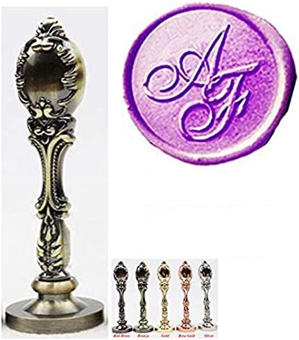 Vintage Customize Personalized Custom Wedding Monogram 2 Initials Sealing Wax Seal Stamp Bronze Metal Handle Kit Custom Invitation Christmas Gift Wrap Package Custom Word Wax Seal Stamp Set