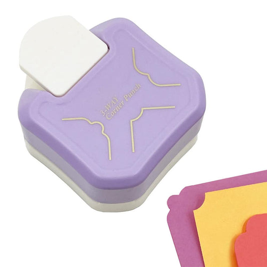 3 in 1 Paper Corner Rounder, 3 Shapes Punches for Paper Crafts, Corner Cutter, Purple