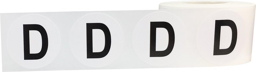 Letter D Inventory Labels 1.5 Inch Round Circle Dots 500 Adhesive Stickers