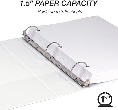Samsill 1.5 Inch 3 Ring Binders, Made in USA, Economy Round Ring, Clear View Cover, 325 Sheet Capacity - for School, Home, Office - White, 12 Pack