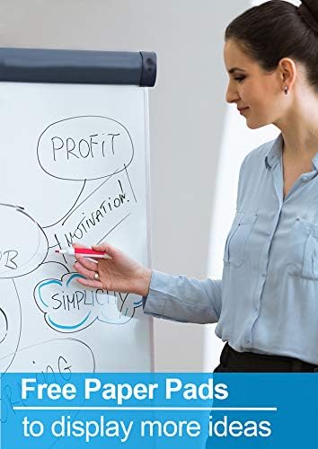 40" x 28" Magnetic Dry Erase Easel Board with Tripod Stand, Height Adjustable Office Presentation Writing Board Easel, Includes 25 Sheets Flip Chart Paper Pad, Magnets & Eraser, Black Frame