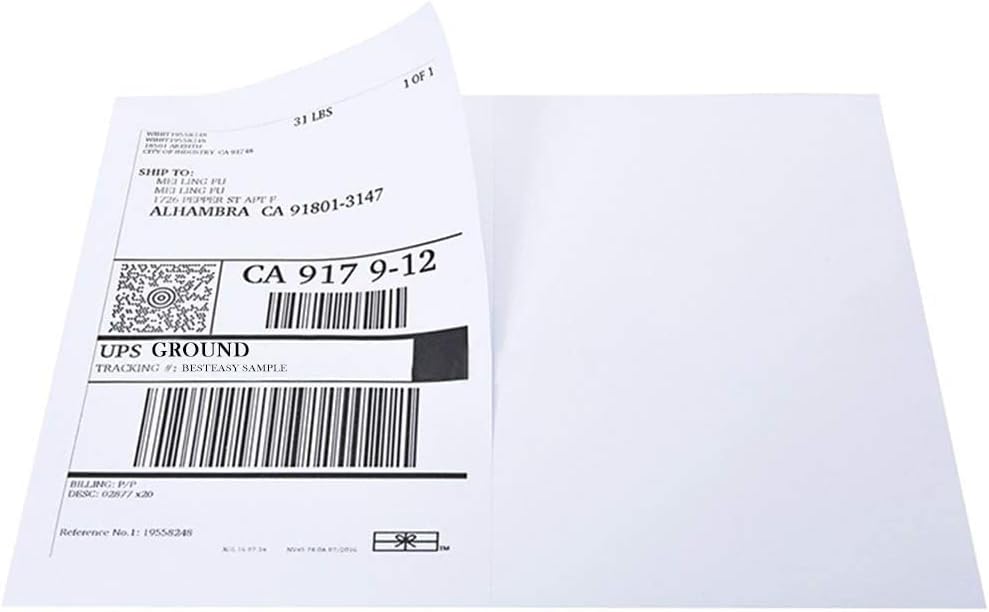 BESTEASY 16000 Round Corner Half Sheet Self Adhesive Shipping Labels for Laser and Ink Jet Printers, White Blank (8000 Sheets, 16000 Labels)