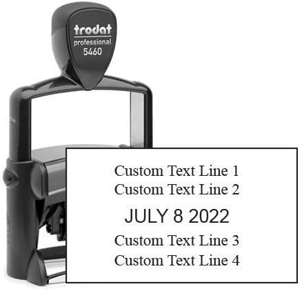 Trodat 5460 Heavy Duty Dater, Month Day Year Format, with Interchangeable Premade Die Plates Blue Date and Blue Text - Plate Size 1-5/16”H x 2-1/4”W