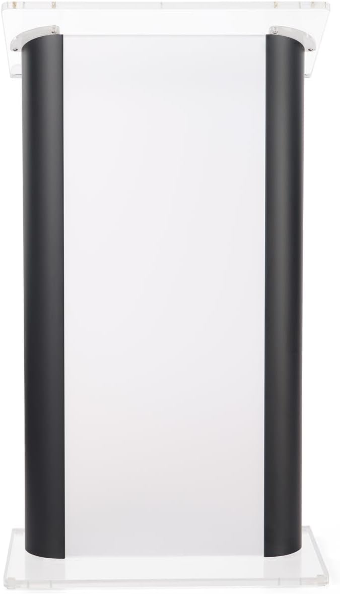 Displays2go Acrylic Podium, Aluminum Sides, Frosted Front Panel, Black (LECTALACBF)