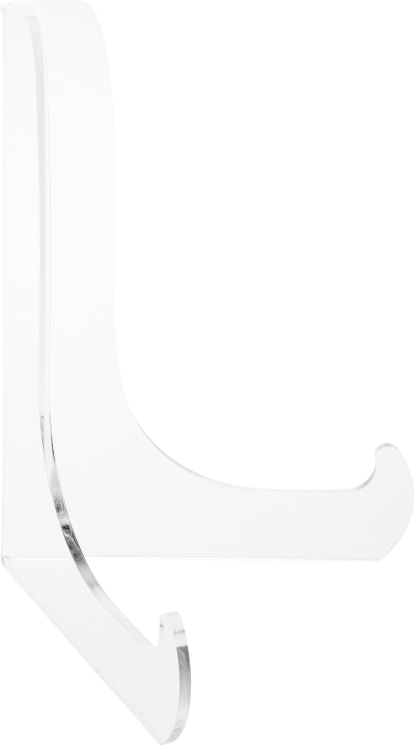 Plymor Clear Acrylic 60-Degree Angle Easel With Shallow Support Ledges, 6" H x 4.5" W x 3.5" D (12 Pack)
