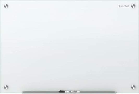 Quartet Non-Magnetic Glass Dry Erase White Board, 96"W x 48"H Whiteboard, Infinity Frameless Mounting, White Surface (G9648NMW)