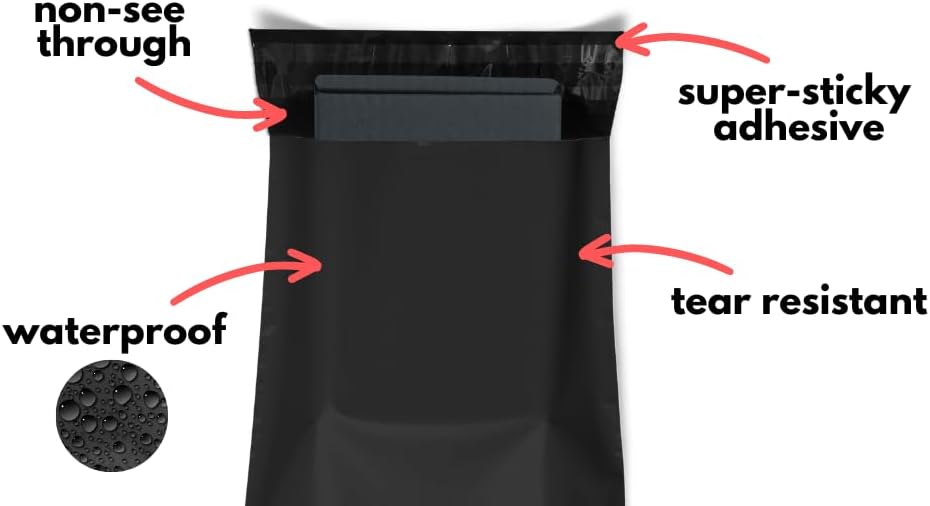 Poly Mailers 10x13 200 Pack | Self-Sealing Shipping Bags Envelopes for Small Business | Waterproof Durable Packaging | Black | Bulk Value | à la mode Mailers