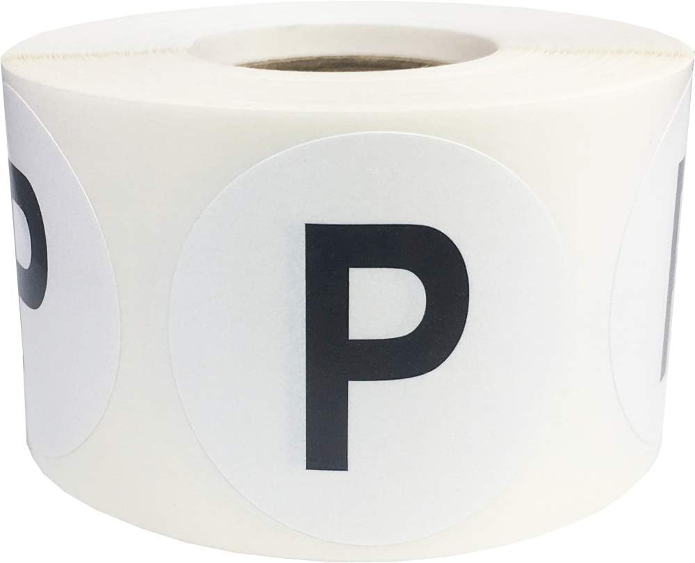 Letter P Inventory Labels 1.5 inch Round Circle Dots 500 Adhesive Stickers