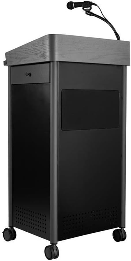 Pemberly Row Modern Metal Lectern with Sound in Charcoal Finish