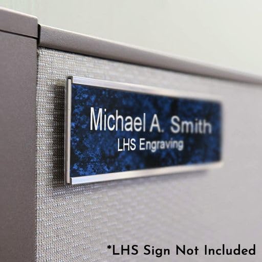 2x10 Executive Name Plate Holder, Silver Aluminum Adhesive Door Mount for Wall Plaques, Mailbox Signs and Cubicles | Made in USA