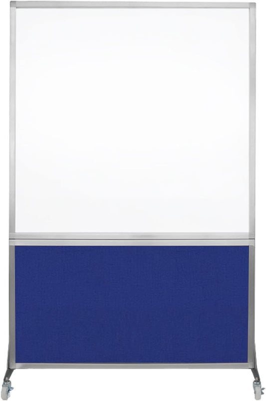 DivideWrite Mobile Whiteboard | Double Sided Dry Erase Board | Portable Office Cubicle Partition | Display for Classrooms, Conference Rooms, Meeting Areas and More | Royal Blue 4' Wide X 6' Tall