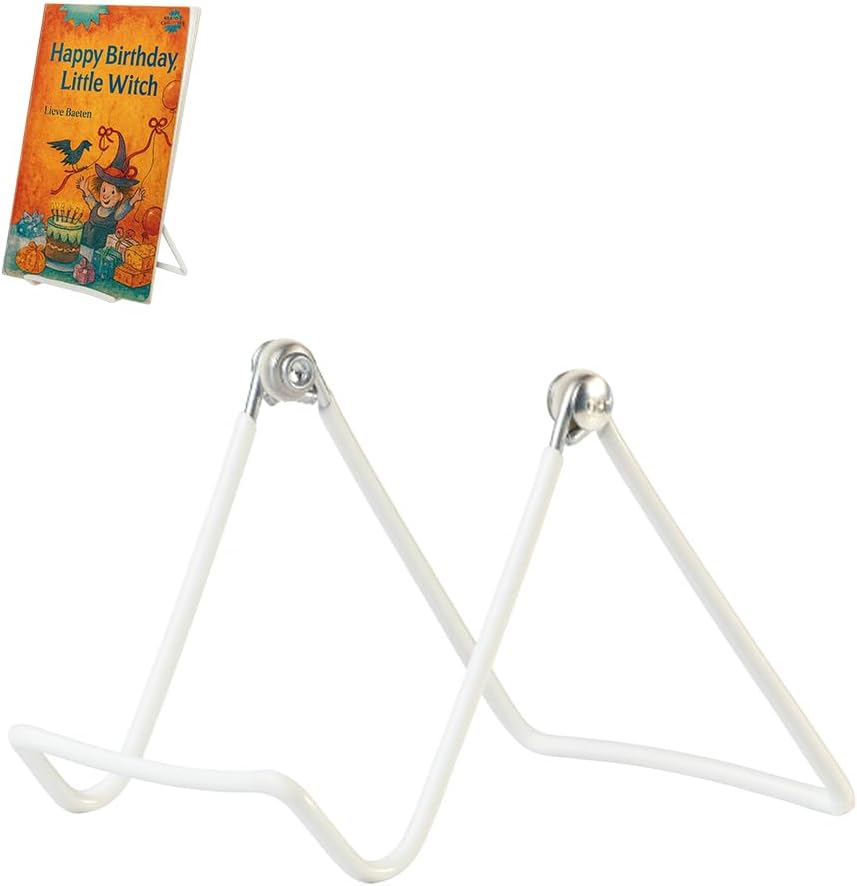 KINGDOM SOLUTIONS MADE IN USA 12-Pack Sturdy & Durable Adjustable White Metal Easels to Display Books, Frames, Comics, Plates & More - Unique on the Market