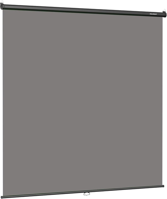 RAUBAY Retractable Pull Down Grey Screen Backdrop - 78.7" x 86.6" Collapsible Wall-Mount Background for Professional Video Production, Photography, TikTok and Video Conferencing