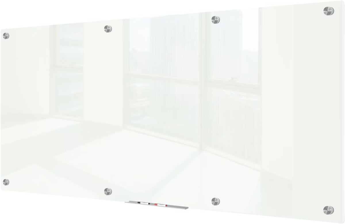 J&J worldwide Glass Dry Erase Board 8' x 4', Glass Whiteboard Magnetic, Large Frameless Glass White Boards for Walls, Includes Magnets, Marker Tray, Eraser for Office, Home, School