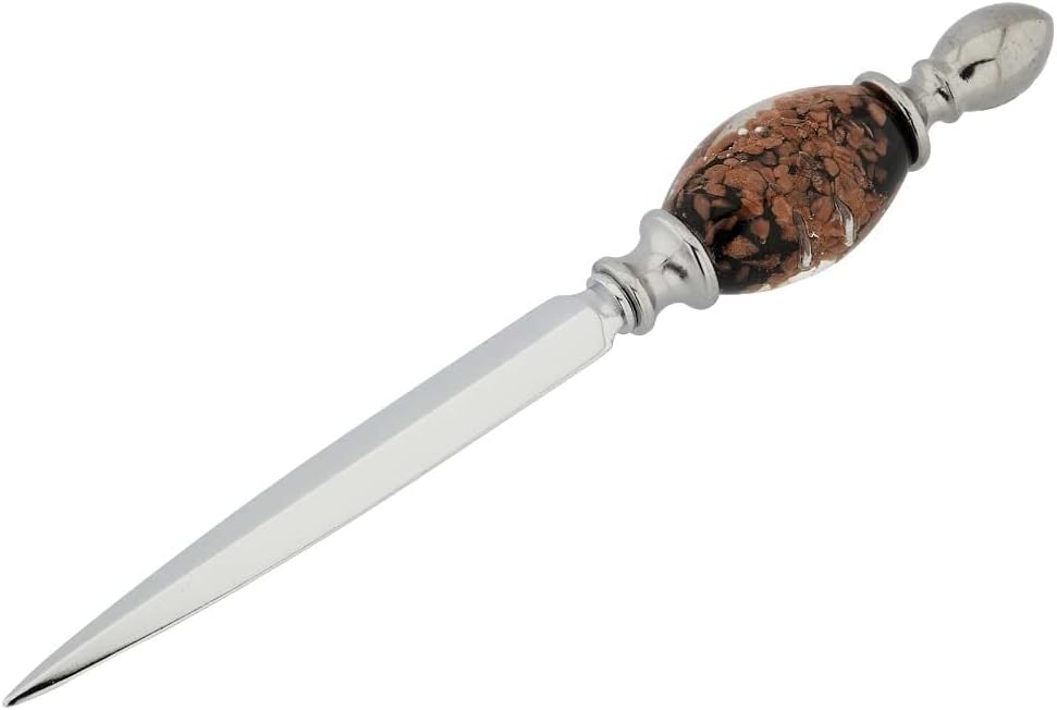 Glass Of Venice Murano Glass Letter Opener - Black Sparkles