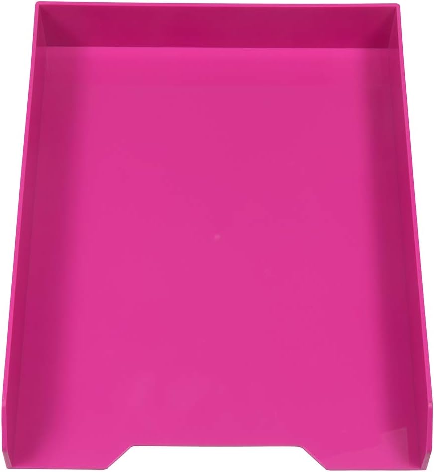 JAM PAPER Stackable Paper Trays - Pink - Desktop Document, Letter, & File Organizer Tray - 2/Pack