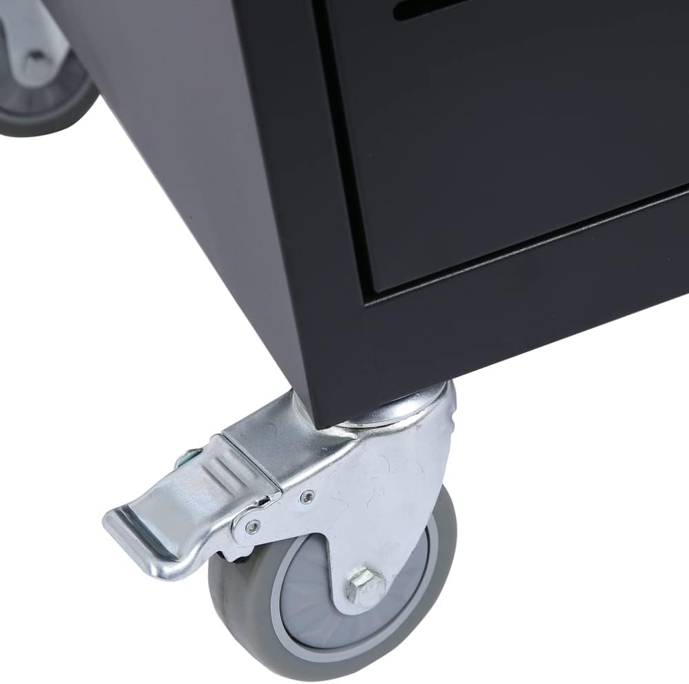 36 Device Charging Cart, Laptop and Tablet Storage Cart, Holds Up to 16.3" with Cord Management, Front and Rear Door Locks, Classroom or Office Charging Cabinet.Black with 4 Position Power Strip