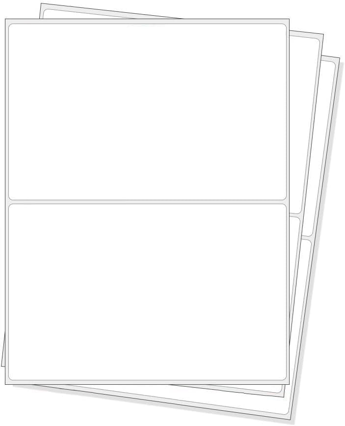 RBHK Half Sheet Self Adhesive Shipping Labels for Laser & Inkjet Printers, 2000 Labels, Rounded Corner (1000 Sheets)