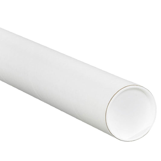 Aviditi White Mailing Tubes with Caps, 3" x 30", Pack of 24, for Shipping, Storing, Mailing, and Protecting Documents, Blueprints and Posters