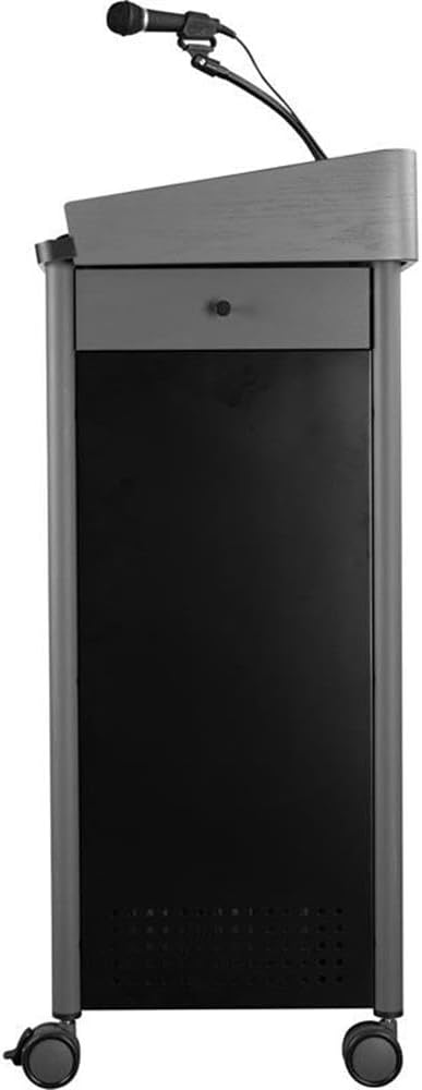 Pemberly Row Modern Metal Lectern with Sound in Charcoal Finish