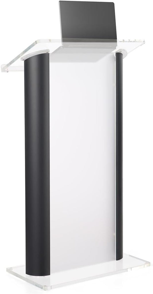 Displays2go Acrylic Podium, Aluminum Sides, Frosted Front Panel, Black (LECTALACBF)