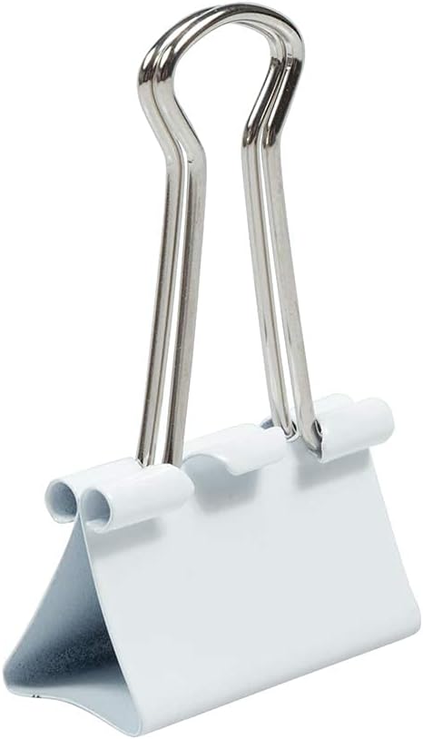 JAM PAPER Colorful Binder Clips - Medium - 1 1/4 Inch (32 mm) - White Binderclips - 15/Pack