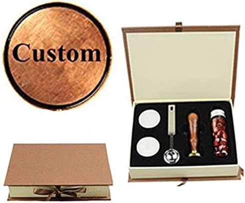 Customizable Personalized Custom Monogram Logo Picture Wax Seal Stamp Sealing Wax Sticks Spoon Box Set Invitations Package Seal Wax Seal Sealing Stamp Melting Spoon Set