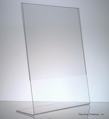 Dazzling Displays Clear Acrylic Slanted Sign Holder 8.5 x 11 - Clear Slanted Picture Frame - Premium Acrylic Sign Holder for Office, Retail, Tradeshow and Home Use (50-Pack)