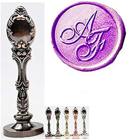 Vintage Customize Personalized Custom Wedding Monogram Initials Sealing Wax Seal Stamp Red Brass Metal Handle Kit Custom Invitation Christmas Gift Wrap Package Custom Words Wax Seal Stamp Set