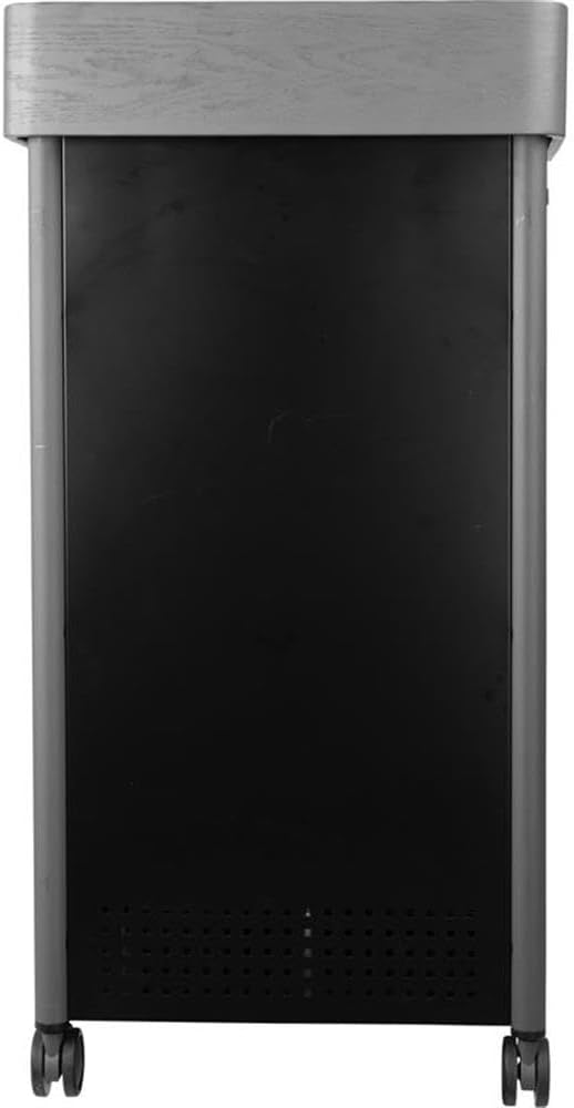 Pemberly Row Contemporary Metal Lectern with Shelves in Charcoal