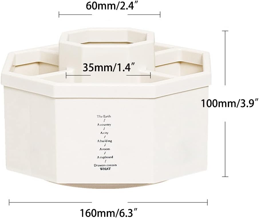 Desk Organizer, 360-Degree Rotating Multi-Functional Pen Holder, 5 Compartments Desktop Stationary Organizer, Home Office Art Supply Storage Box Caddy (White)