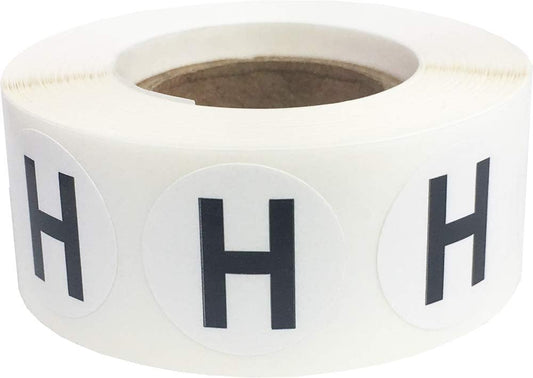 Letter H Inventory Labels .75 Inch Round Circle Dots 500 Adhesive Stickers