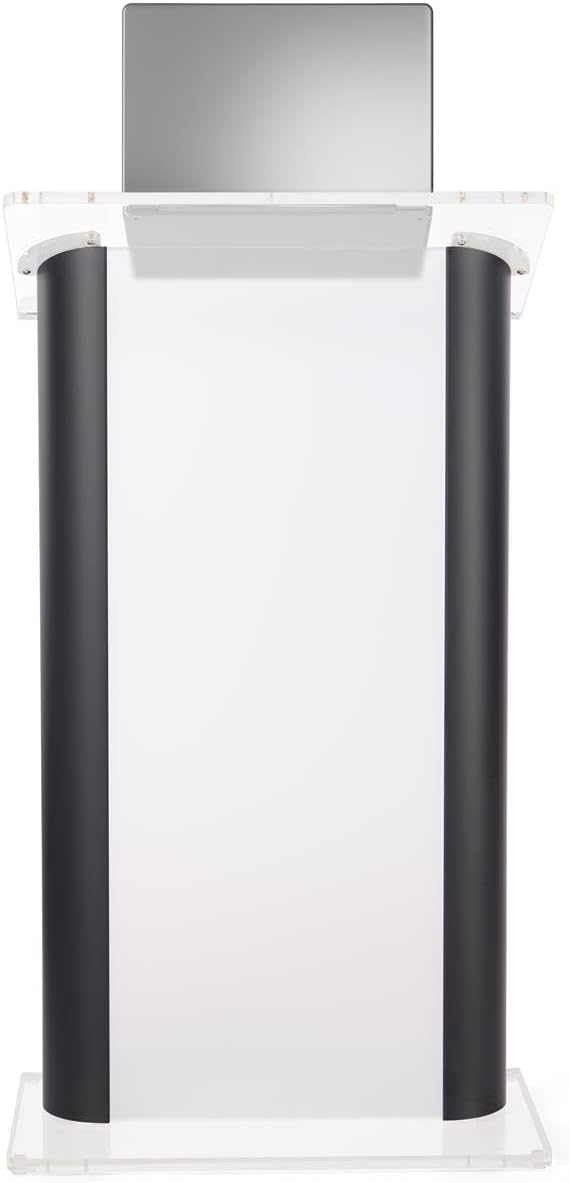 Displays2go Acrylic Podium, Aluminum Sides, Frosted Front Panel, Black (LECTALACBF)