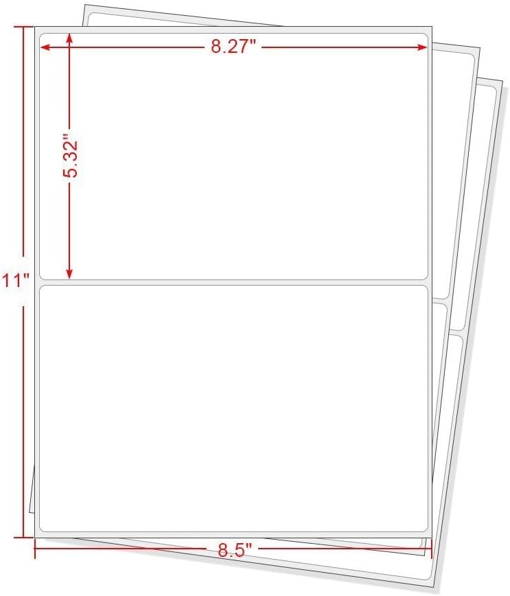 RBHK Half Sheet Self Adhesive Shipping Labels for Laser & Inkjet Printers, 200 Count, Rounded Corner
