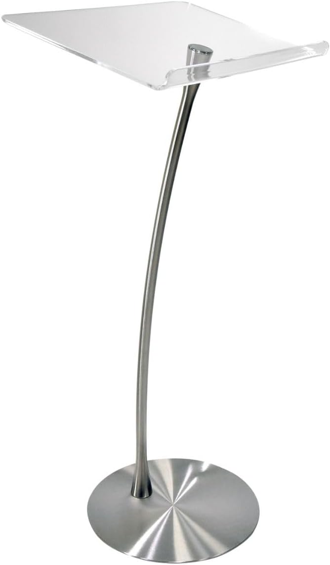 Arc 1 Stainless Steel and Acrylic Podium, Pulpit or Lectern with Side Table - Kingdom by Procson